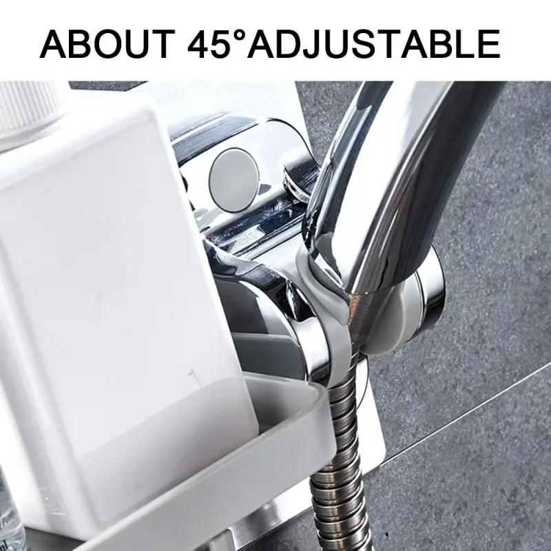 

2 In 1 Adjustable Hand Shower Head Bracket With Storage Bathroom Strong Self-adhesive Wall Mount Holder Bathroom Y9Y090A28