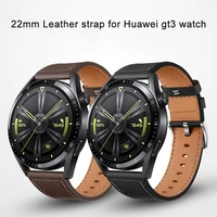22mm genuine leather strap watchband for huawei watch gt3 46mm gt 2 wristband quick release bracelet leather watchband universal