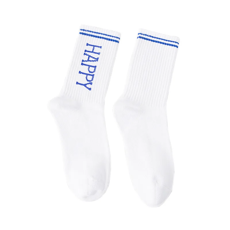 Женские хлопковые носки с буквенным принтом Белые Повседневные в Корейском