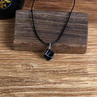 fashion random shape meteorite necklaces pendants women nature black czech meteorite pendant energy stone necklace men jewelry
