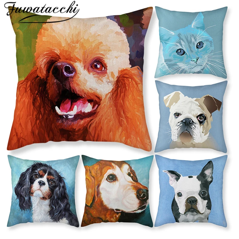 Наволочка Fuwatacchi из чистого льна с принтом наволочка для домашней собаки фото
