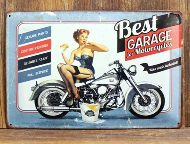 

Vintage Tin Signs Metal Motorcycle Best Garage Painting Metal Framed Wall Art Home Decor Wall Garage Shabby Plaque Decor