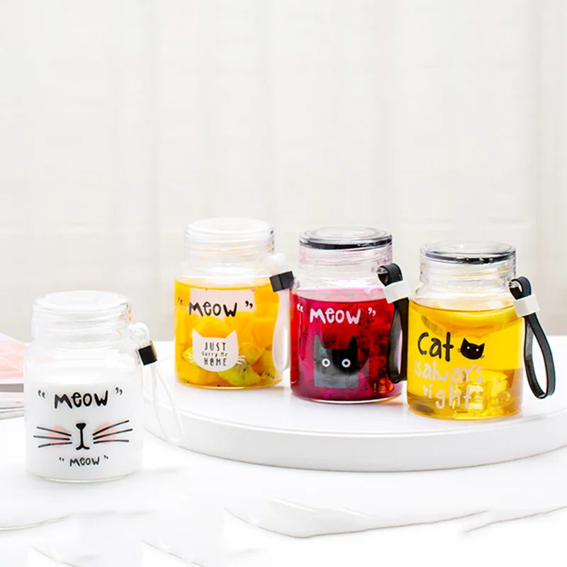 

Cartoon Glass Cups Outdoor Sports Water Bottle for Kids Students Portable Juice Milk Water Cup Thermal Mug Healthy Drinkware