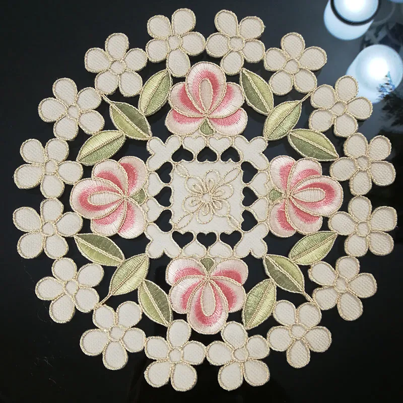 

floral embroidery placemat round for dining coffee tea table home decoration cup dish coaster kitchen 2020high quality placemats
