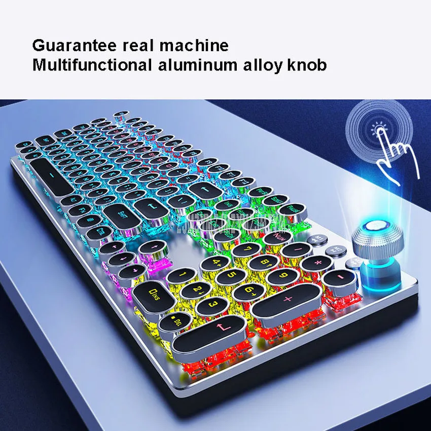 

104 Key Metal Panel Gaming Mechanical Keyboard Cool Mix LED Light Backlit Wired Game Keyboard USB Interface For Gamer PC Laptop