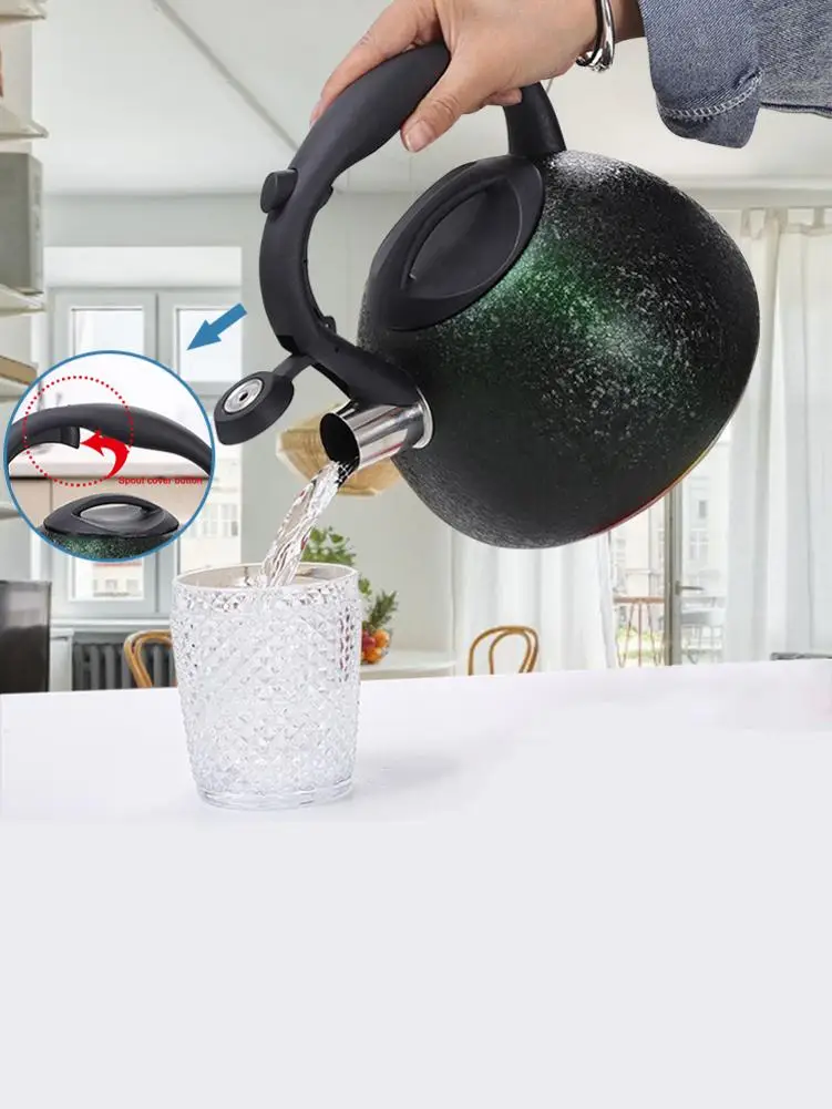 3л чайник из нержавеющей стали со свистком пищевой трещины зернистая поверхность