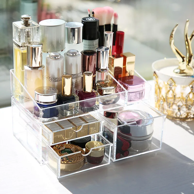 Настольный ящик для хранения косметики прозрачный акриловый держатель губной
