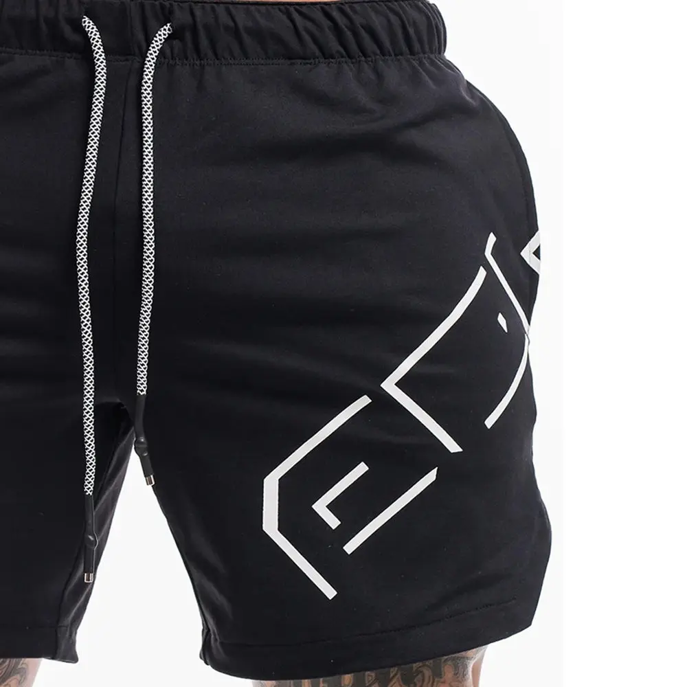 Хлопковые повседневные спортивные мужские шорты фитнес бермуды бодибилдинг