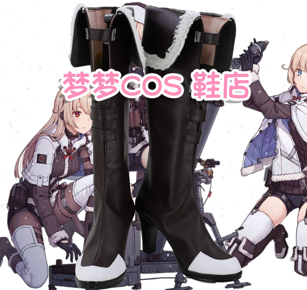 

Game Girls Frontline 2B14 Podnos Cosplay Shoes Boots Custom Made PU leather Thick heel Boots For Hallowee Carnival Party