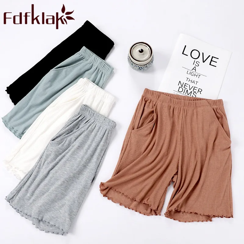 Fdfklak Modal Women's Home Pants Summer Lounge Wear Loose Short Pyjama Pants Pijama Trousers Black/White Pajama Bottoms