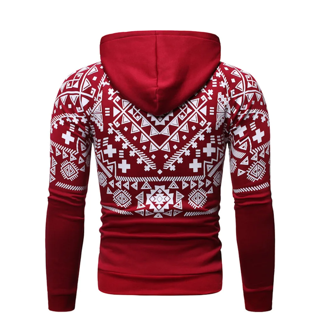 Chamsgend Мужская Рождественская Толстовка свободный принт карман молния пальто с