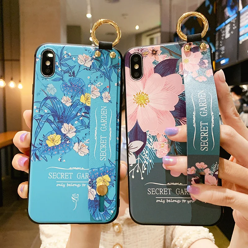 Чехол с ремешком на запястье для Samsung Galaxy Note 20 10 Plus 9 8 S8 S9 S10 S20 Ultra S10e Lite Secret Garden