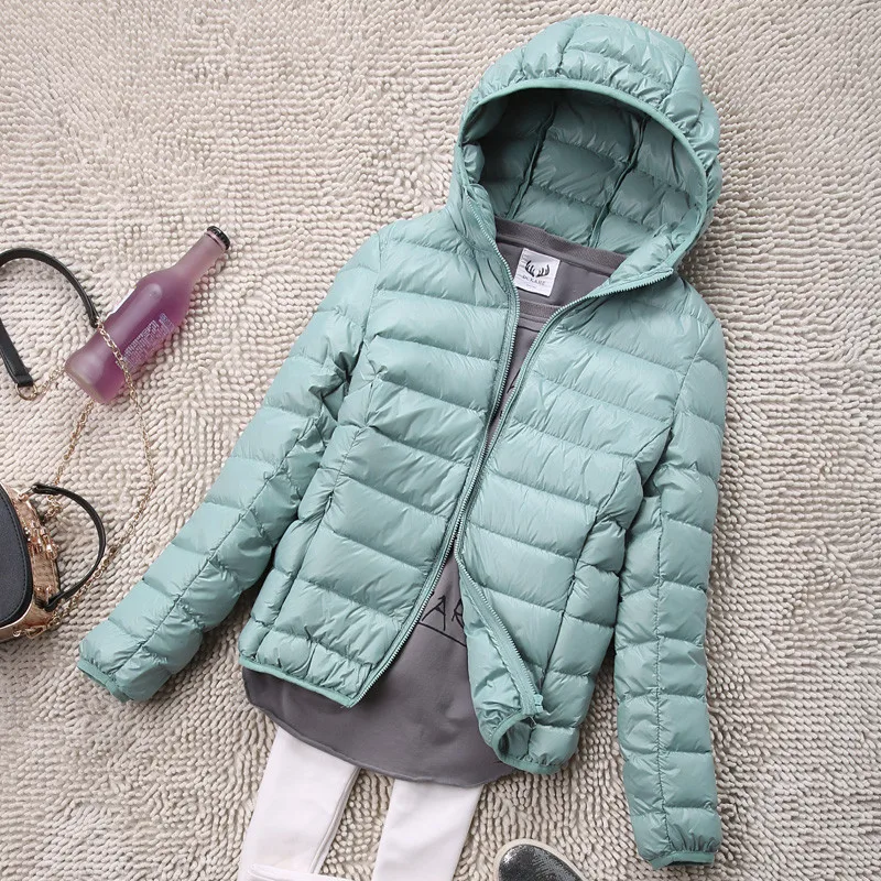 

Sanishroly S-4XL Autumn Winter Women White Duck Hooded Down Jacket Female Ultra Light Down Coat Parkas Short Tops Plus Size S435