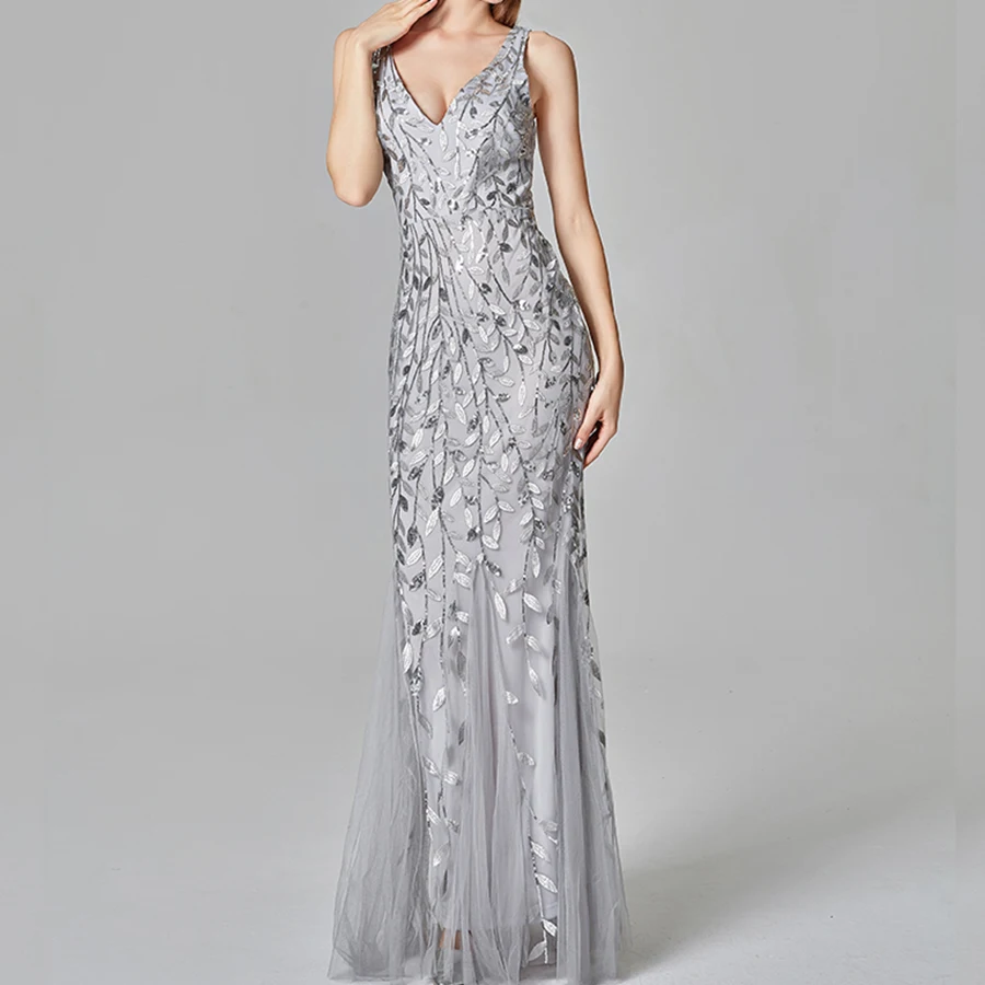 Вечернее платье с блестками и вышивкой вечерние платья 2019 сексуальные