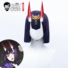 HSIU Fate Grand Order FGO Косплей Shuten Douji парик фиолетовые короткие волосы + Бесплатный подарок брендовый парик шапочка