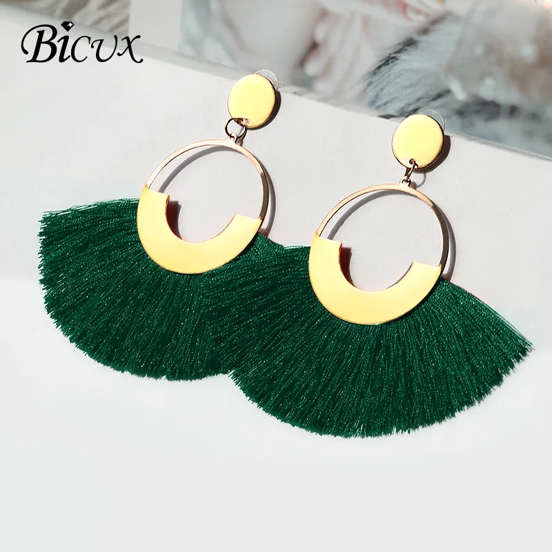 Женские богемные серьги-подвески BICUX с кисточками в этническом стиле помпоном