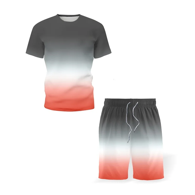 

2021 Color Men's/Ladies Clothing Set Men's Summer Printed T-shirt Ladies Top Shorts + T-shirt Flame 3DT Shirt Set