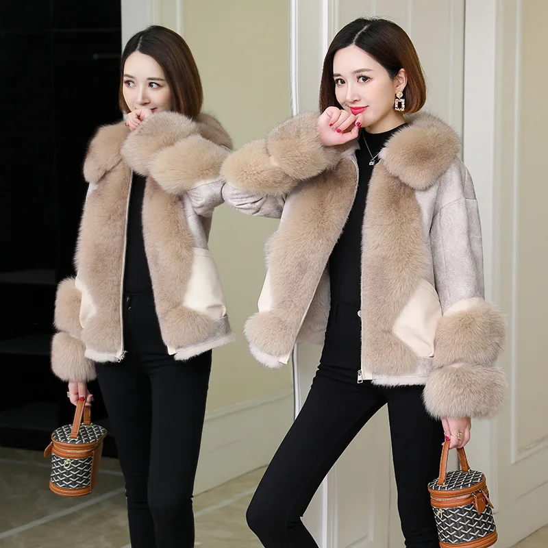 

JCHB 2021 Real Rabbit Fur Coat Female Short Winter Clothes Women Korean Coats and Jackets Fox Fur Collar Mujeres Abrigos Pph273