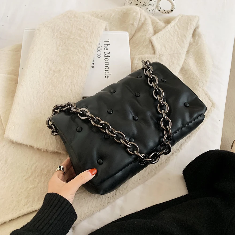 

NEW Solid Color Fashion Women Purses and Handbag Leather Chain Shoulder Bag 2021 Retro Quilted Ladies Underarm Bag Clutch