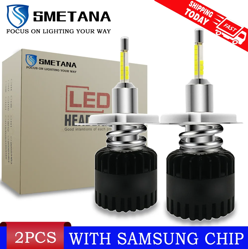 Светодиодные лампы H7 H11 с чипами SAMSUNG 2 шт. H4 H1 H8 H9 9005 9006 Автомобильные фары D1S D2S D3S D4S