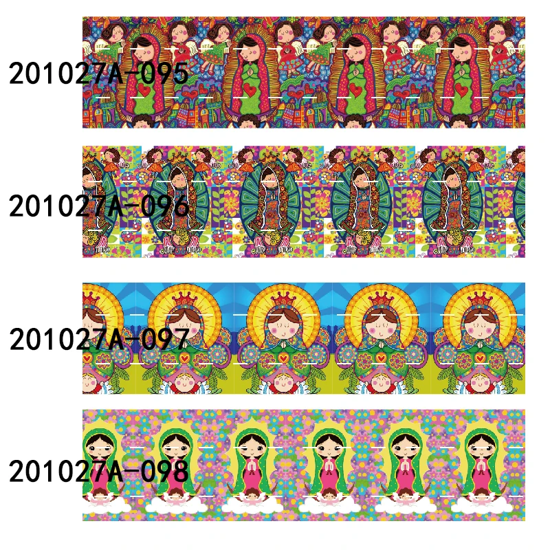 

Virgin of guadalupe cartoon grosgrain ribbon printed Mexican style 50yards 22mm 25mm 38mm 75mm