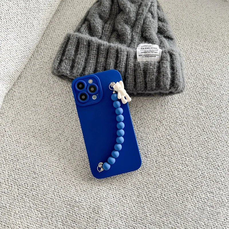 Корейский милый мультяшный медведь браслет с бусинами цепочка мягкий чехол для