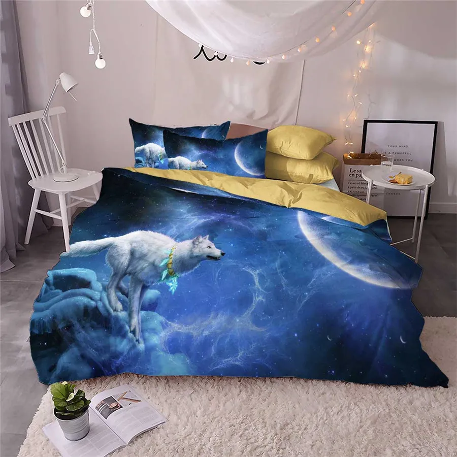 3d комплект постельного белья HELENGILI пододеяльник с принтом волка Реалистичного