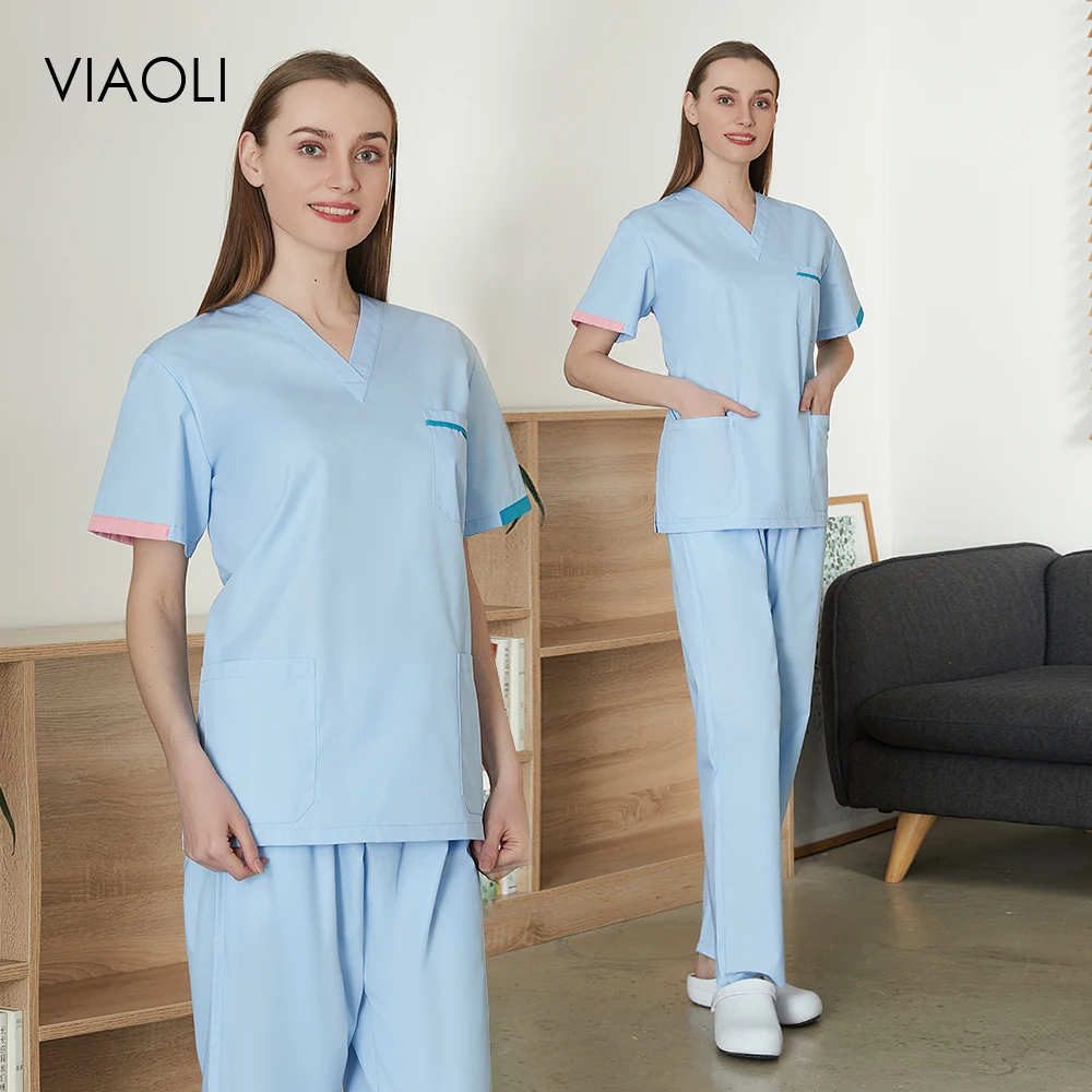 

Lab Repairman Cleaning Scrub Hygiene Scrubs Veterinary Pet Grooming Care Medical Uniform Short Sleeve Unisex Pharmacist Overalls