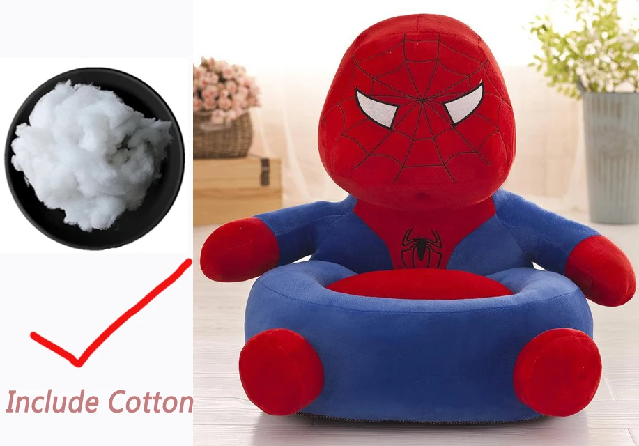 B with Cotton Диван или диван) Детские Плюшевые опорные сидения диван мультфильм Мстители Человек-паук Капитан Америка стул детские сидения игрушка - Цвет: B with Cotton
