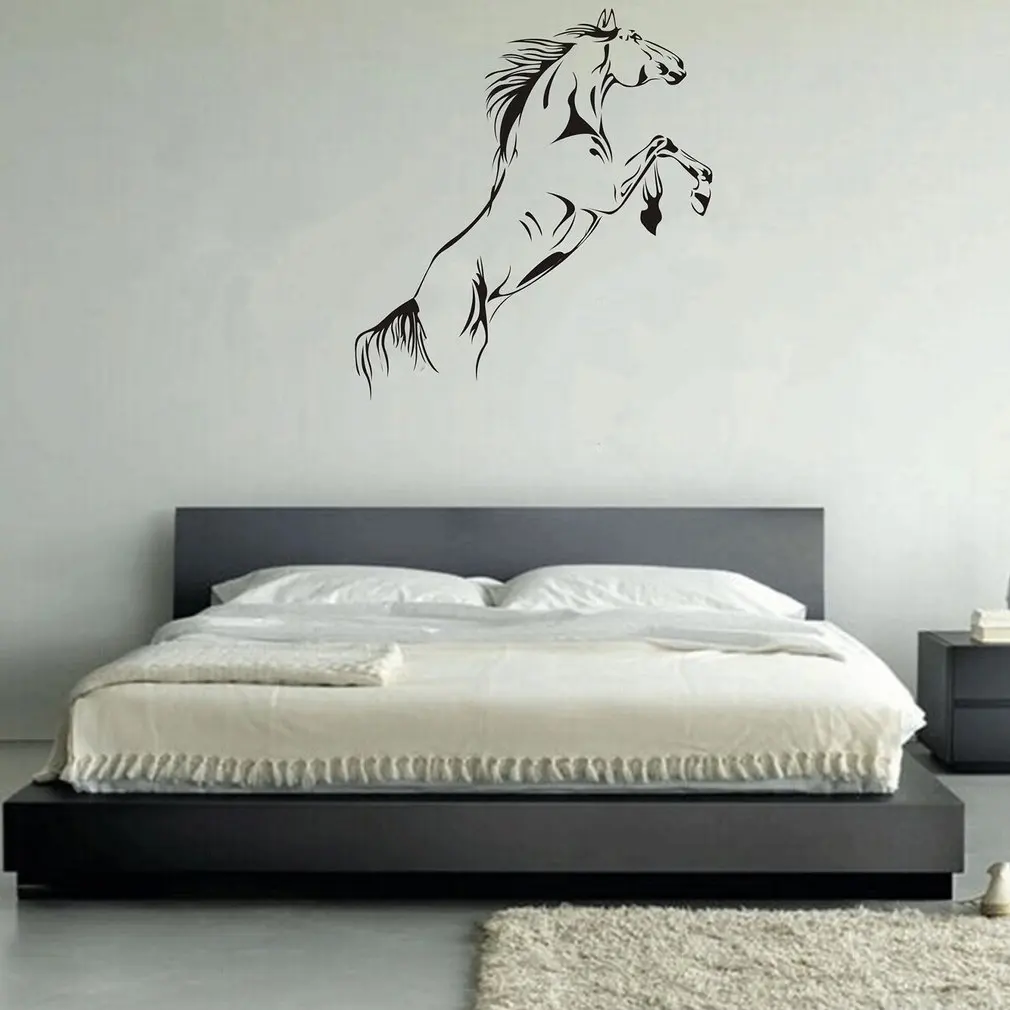 ПВХ черный бегущий стикер на стену лошадь Съемные Виниловые художественные