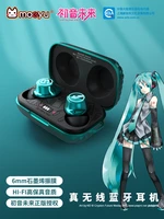 anime miku bluetooth earphone wireless headset headphone props cosplay vocaloid stereo sound outdoor sports waterproof earbuds