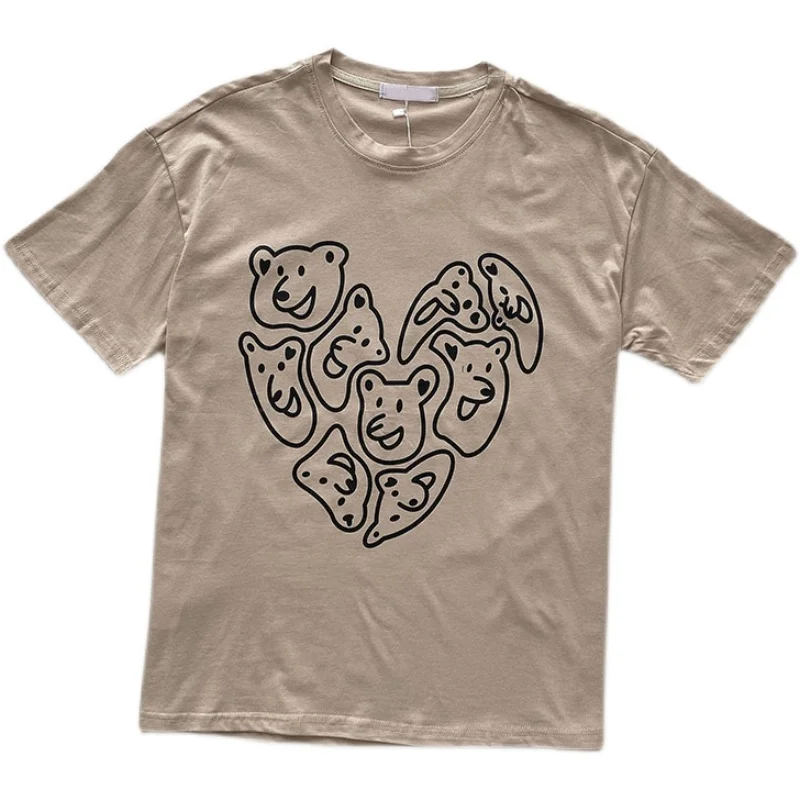 

Summer new style Korean of funny cartoon printing o neck pullover short sleeve t-shirt women