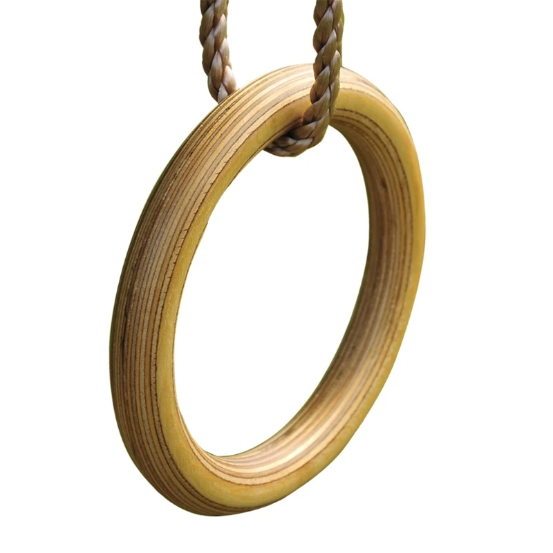 

1 Pair Wooden Children Swing Ring with Rope Playground Flying Gym Outdoor Indoor
