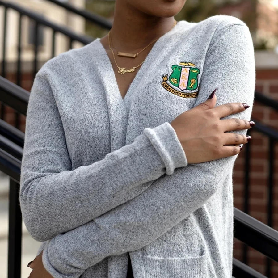 

Gary Alpha Kappa Alpha Knitted Cardigan AKA Temperament Long Printed Knitted Cardigan