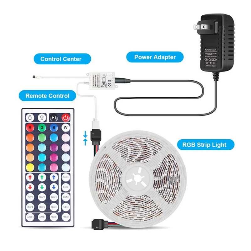 

LED Strip Light SMD 3528 DC12V Flexible LED Lamp Tape Ribbon RGB 5M TV Desktop Screen BackLight Diode Tape with Remote Control