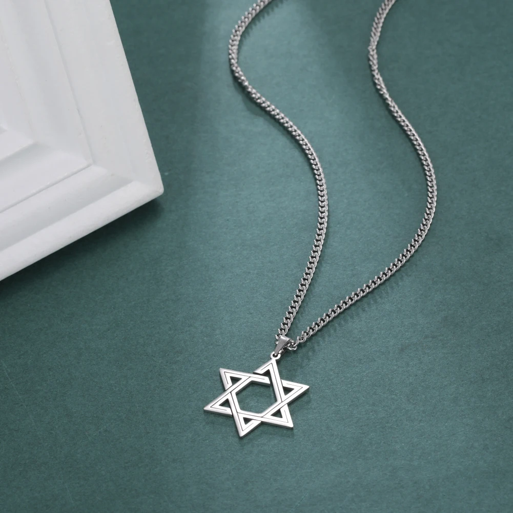 Ожерелье из нержавеющей стали с подвеской в виде звезды Давида | Украшения и