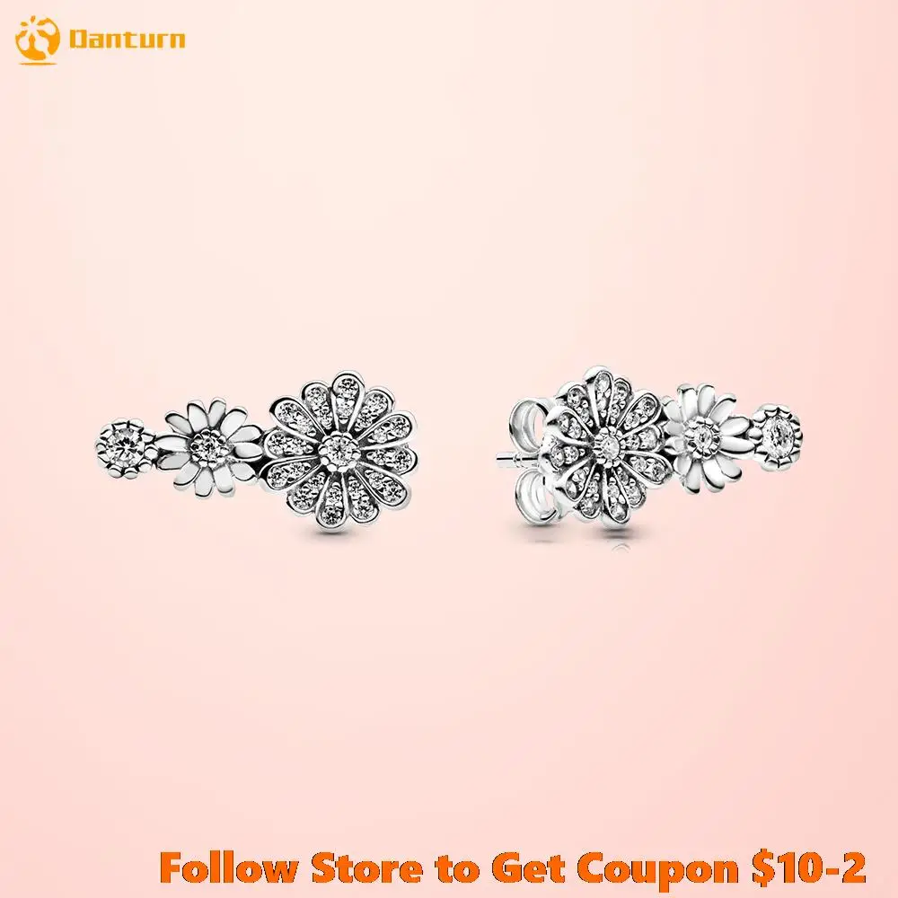 

2020 New 925 Sterling Silver Sparkling Daisy Flower Trio Stud Earrings for Women Unique Design Jewelry Anniversary