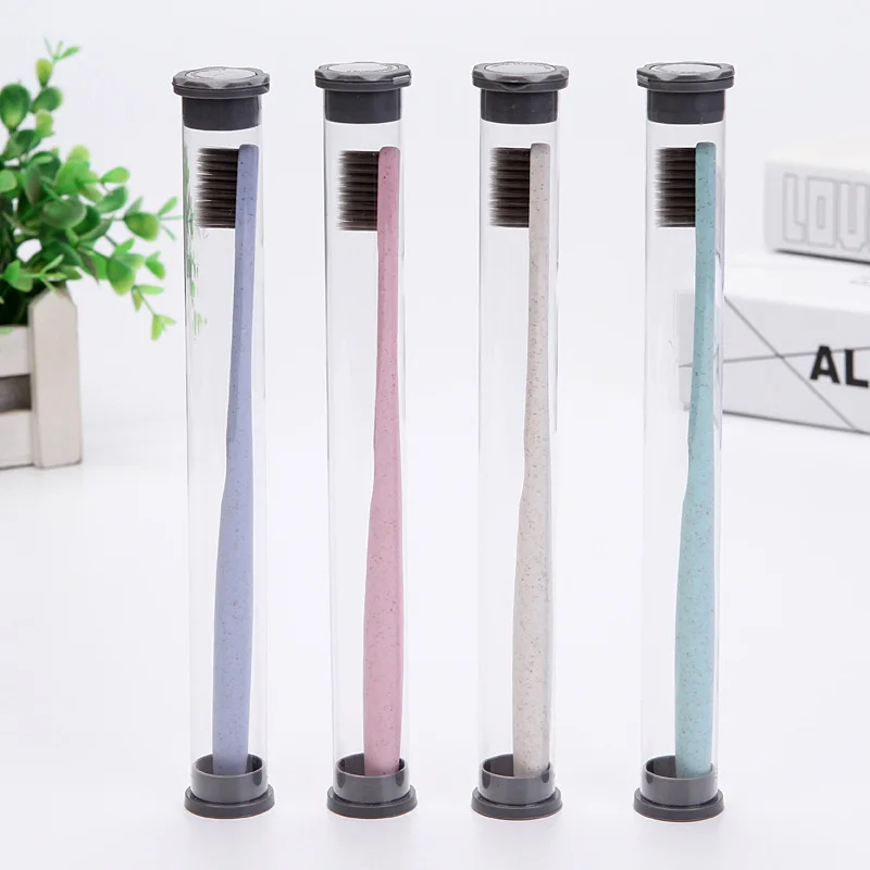 

Wheat straw bamboo charcoal soft bristled toothbrush Portable travel adult superfine high-quality soft bristled small head tooth