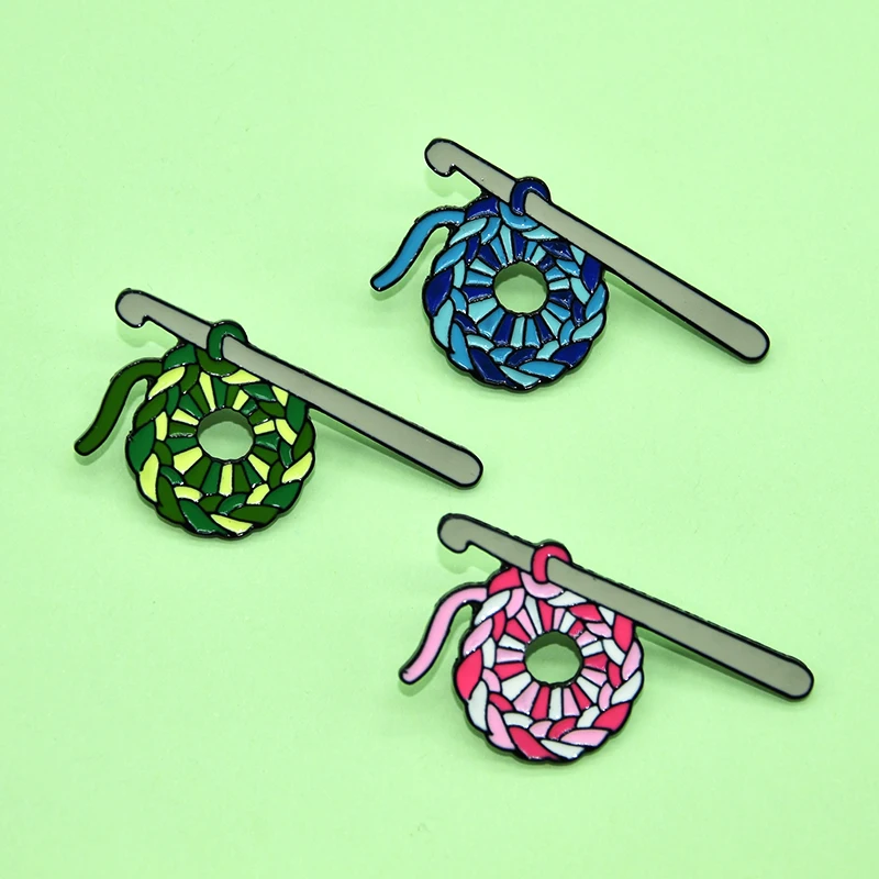 Шерстяная металлическая брошь с эмалью цветная вязаная булавка милый трендовый