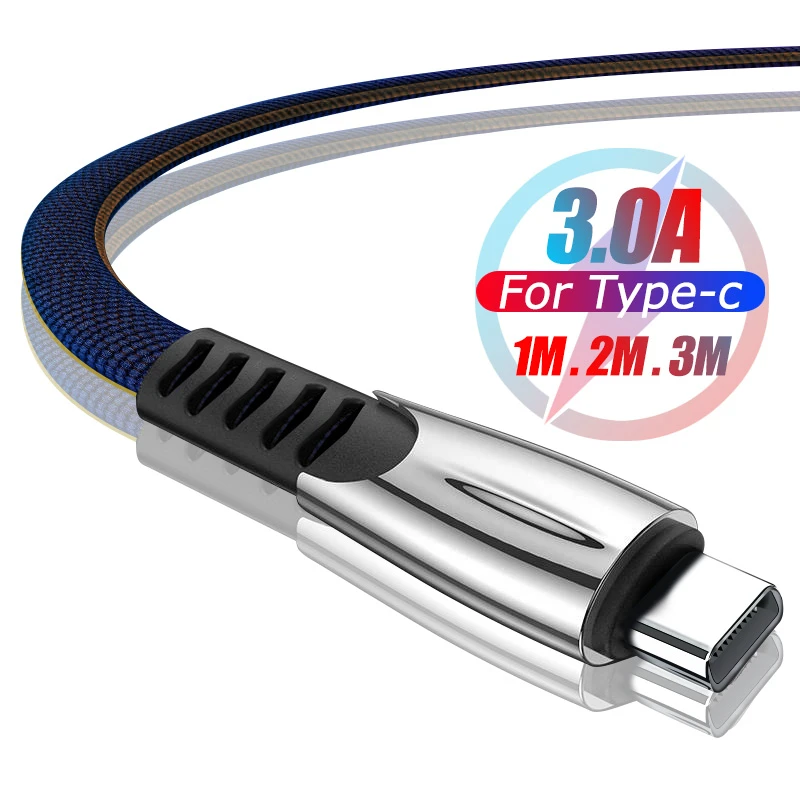 3A type-C USB кабель провод для быстрой зарядки для samsung A50 Xiaomi Mi9 Redmi Note 7 планшет Android, телефон Micro usb-шнур зарядное устройство