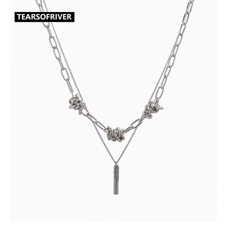 

The New Double-Layer Ferrule Stick Necklace Hip-Hop Street Cold Wind Cool Wave Jump Di Chain Sweater Accessories