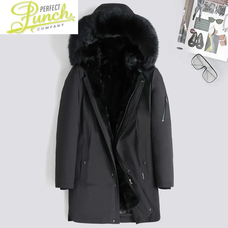 

Down Duck Mink Liner Winter Coat Men Real Fur Parka for Mens Clothing Plus Size Casaco 8246 YY820