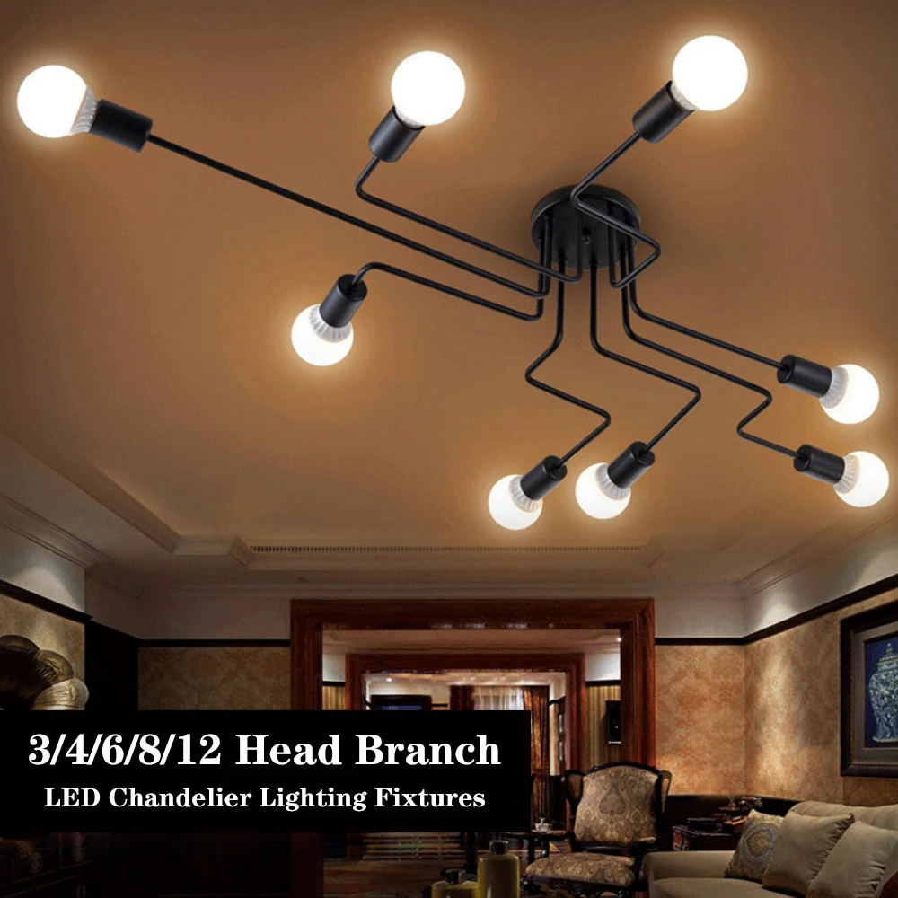 Светодиодный потолочная люстра 220 В несколько стержней кованая современная