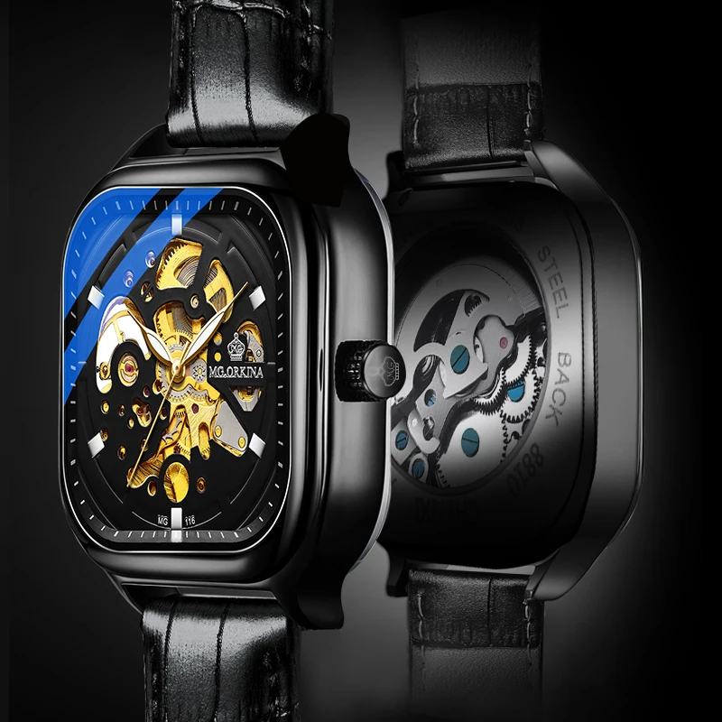 Часы-скелетоны Мужские механические Автоматические с большим циферблатом |