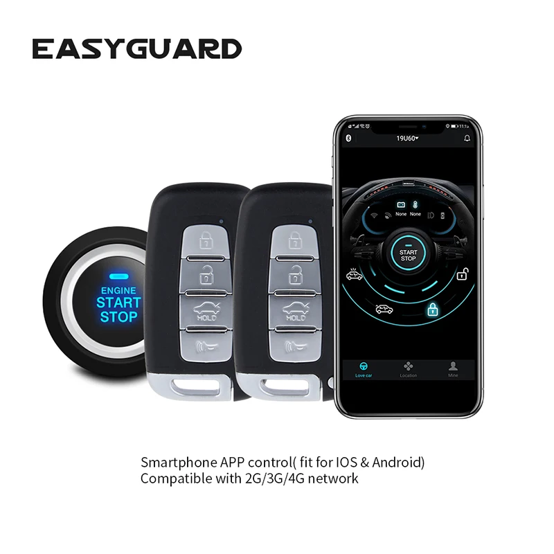 EASYGUARD умный ключ БЕСКЛЮЧЕВОЙ вход Автомобильная сигнализация автоматический