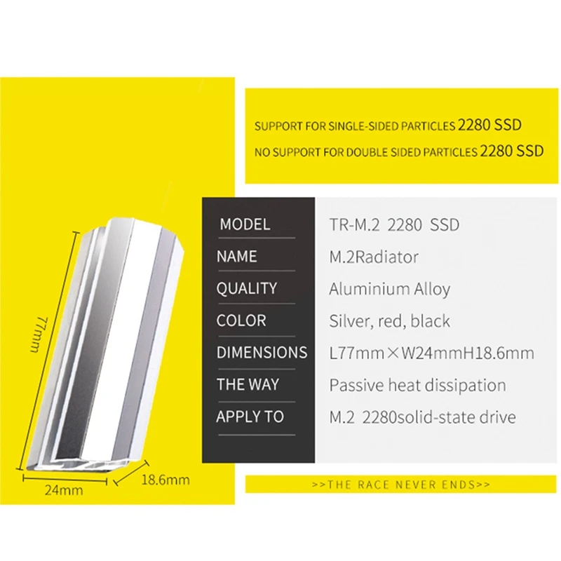 

2 Pcs M.2 NVME NGFF SSD Heatsink Hard Disk Aluminum Cooling Vest with Thermal Pad Silver & Red