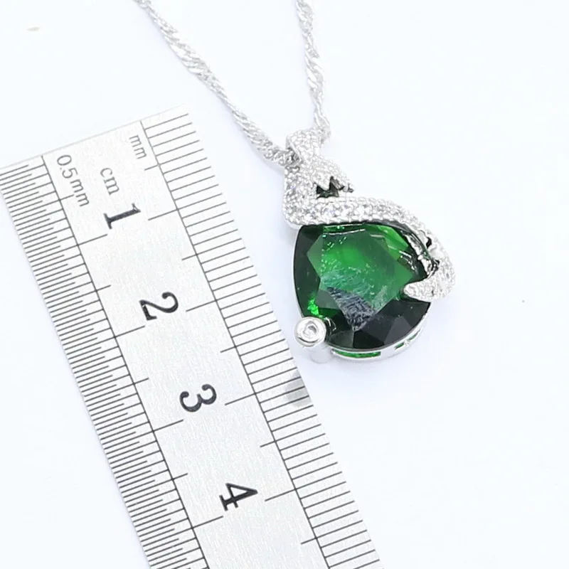 Зеленый полудрагоценный Серебряный цветной набор украшений для женщин