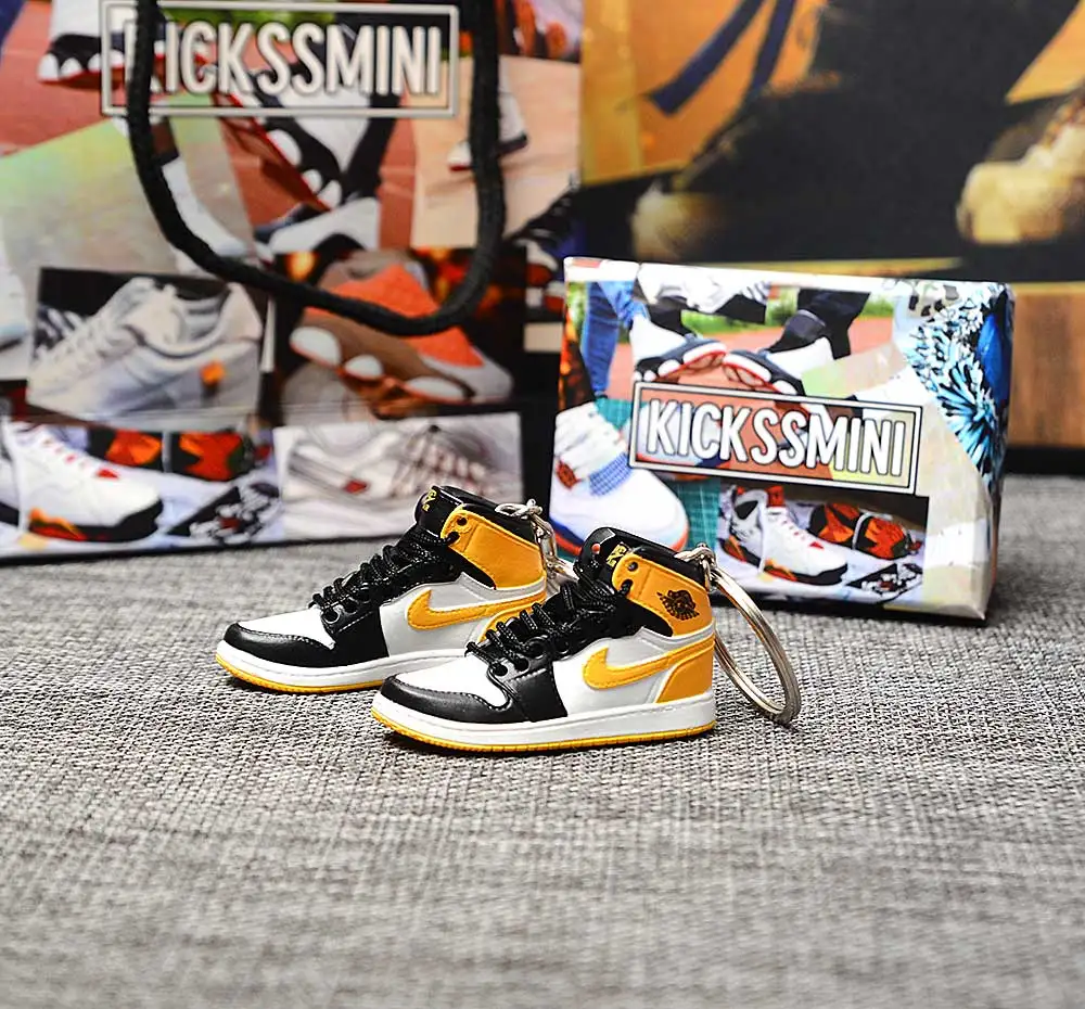 DIY Jordan Generation AIR JORDAN1 стерео 3D кроссовок фигурный брелок сумка Подвеска парный брелок - Color: a pair w metal  ring
