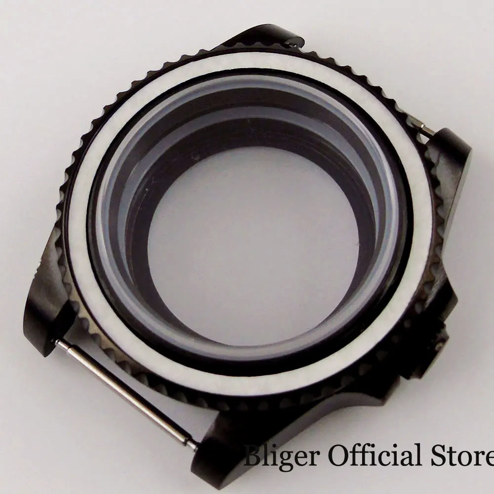 

BLIGER для NH35A NH36A ETA MIYOTA, мужские часы, черная зеркальная задняя крышка, вращающаяся рамка