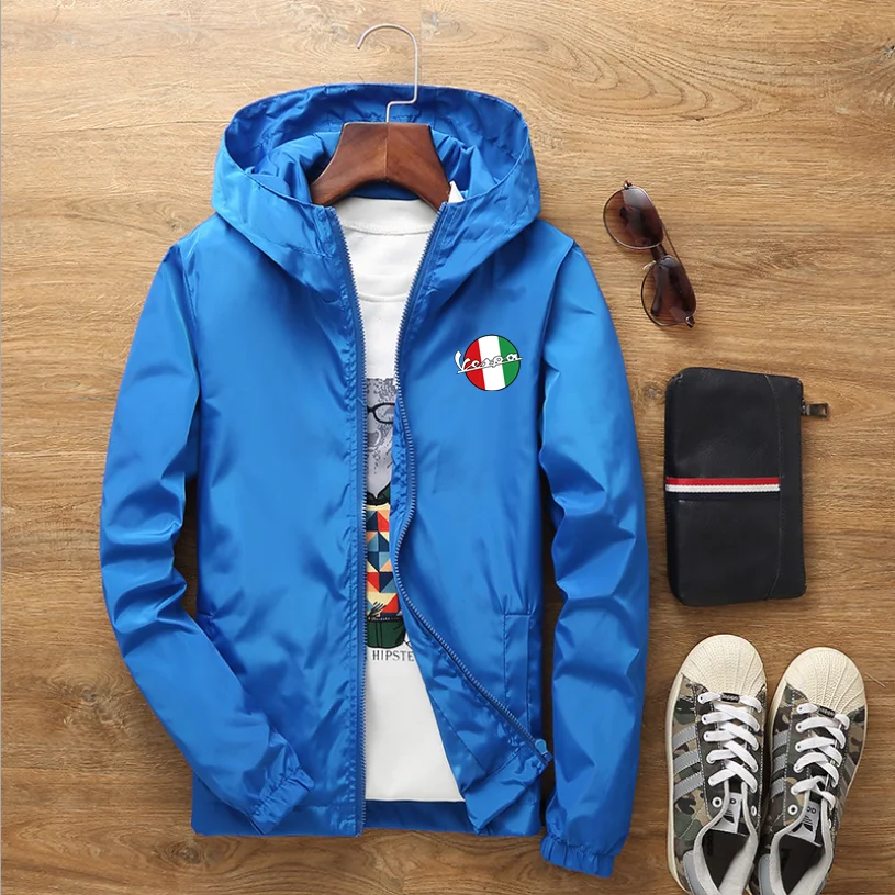 

2021 Spring Summer Men's Hooded Top VESPA Logo Printed Candy 10 color Sweatshirt Hip Hop Men's Women's Hooded Sunscreen Top